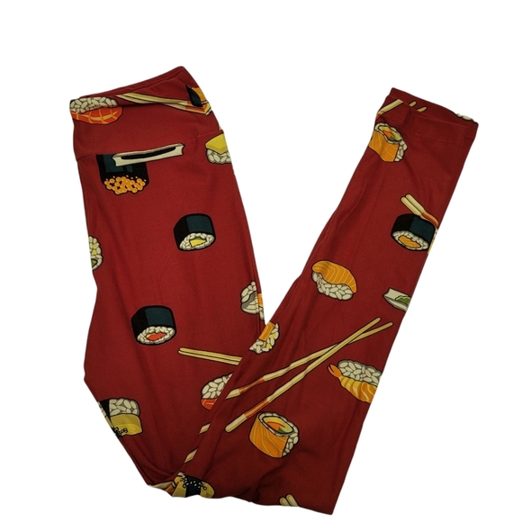 Lularoe Red Sushi Leggings Tween - Picture 1 of 4